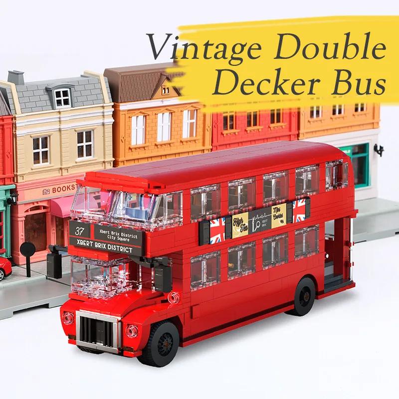 745pcs MOC Technical Vintage Double Decker Bus Car Model Building Blocks City Car Bricks Toys for Adult Christmas Birthday Gifts
