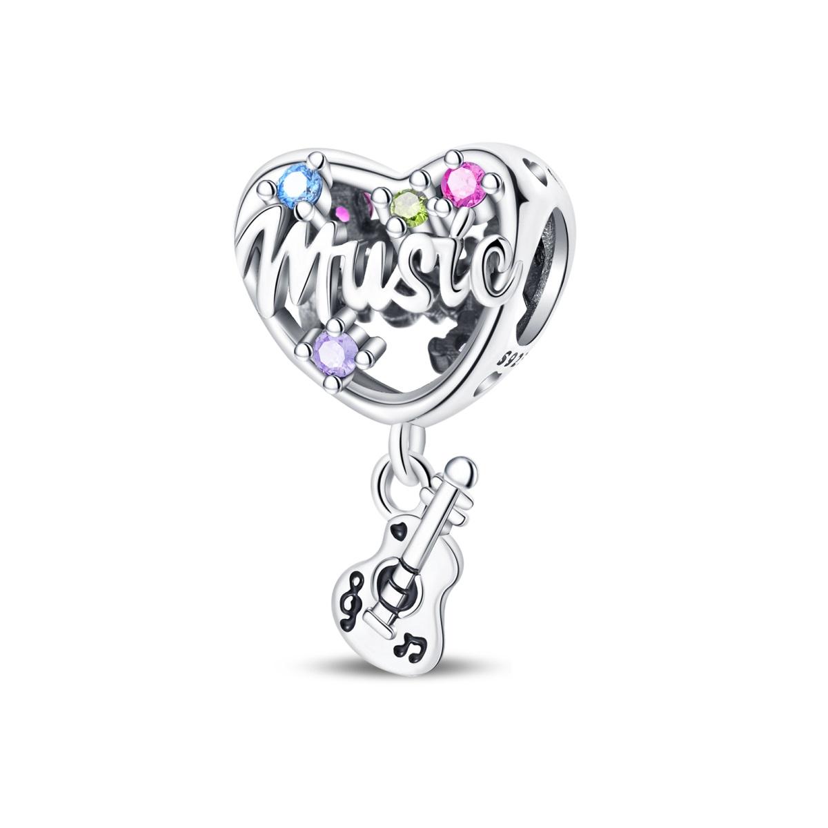 

Authentic copper Charm Bead Charms Luxury Love Heart Guitar Music Bead Charms Bead Charms Compatible With Bracelets Diy Women Making Delicate Gift