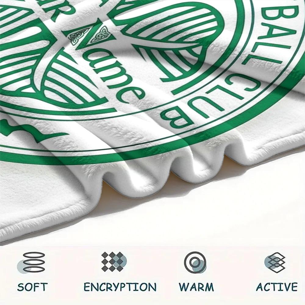 1PC Celtic Fc Crest Custom Name Patterned Flannel Blanket Suitable For All Seasons For Home Decor Warmth And Comfort Gifts Holiday Present