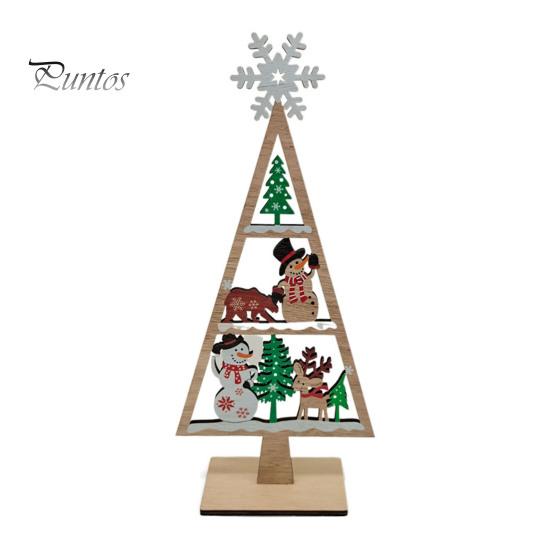 Wooden Christmas Party Decor Tree Tabletop Sign, Rustic Gingerbread Snowman Gnome Desktop Ornament with Star Gift for Family Topper, Vintage