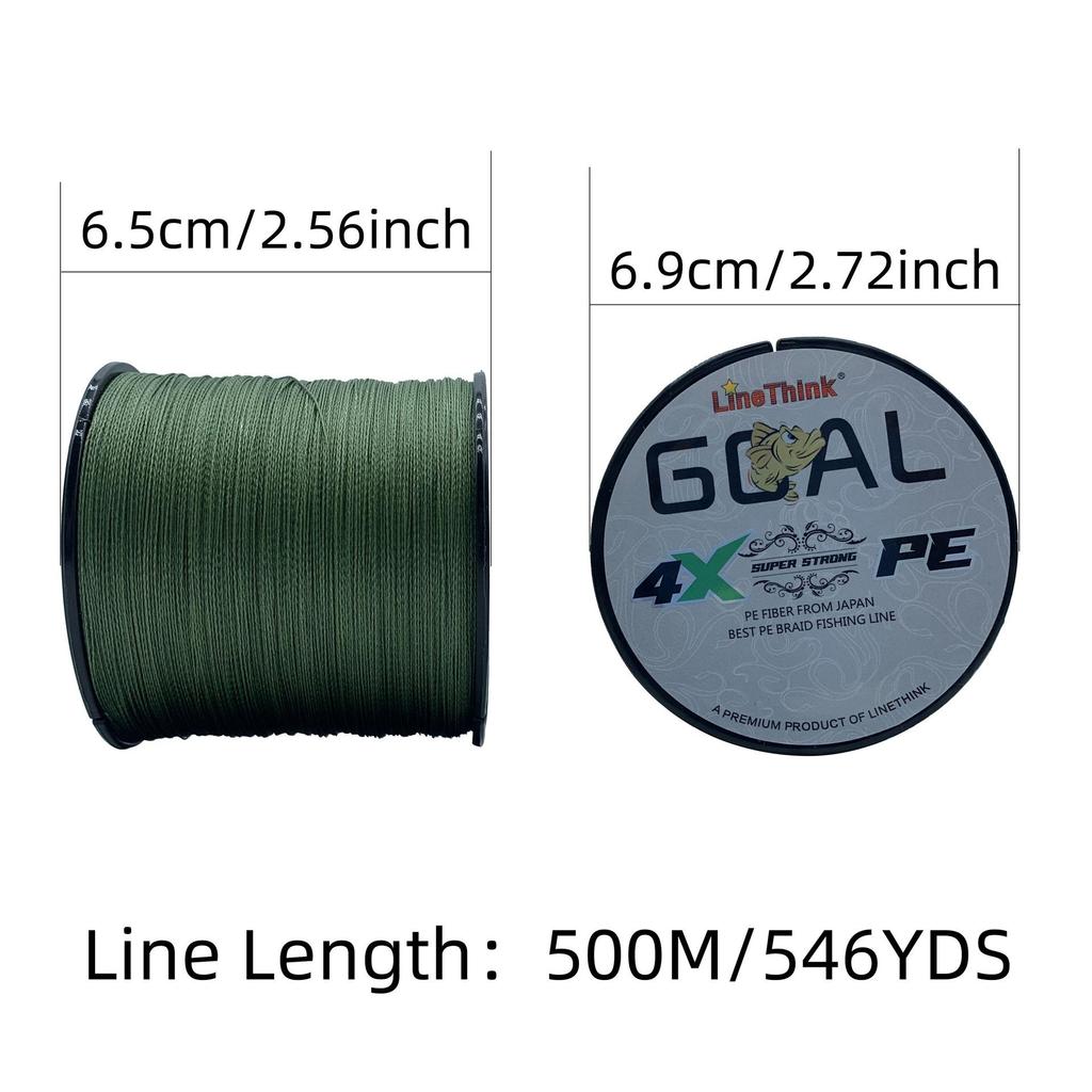 LineThink Wear-resistant 4-strand PE Braided Fishing Line, 500m/300m, Multi-filament Main Line
