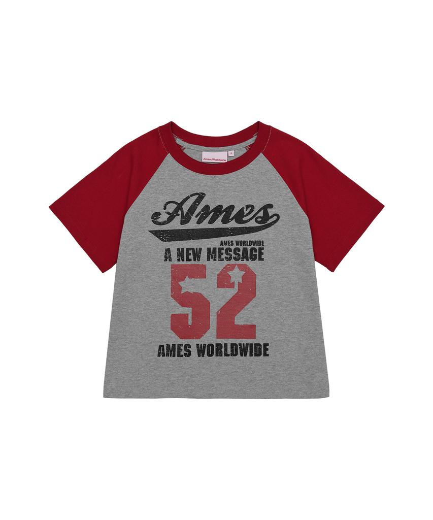 AMES-WORLDWIDE 52 Logo Raglan Tee Red