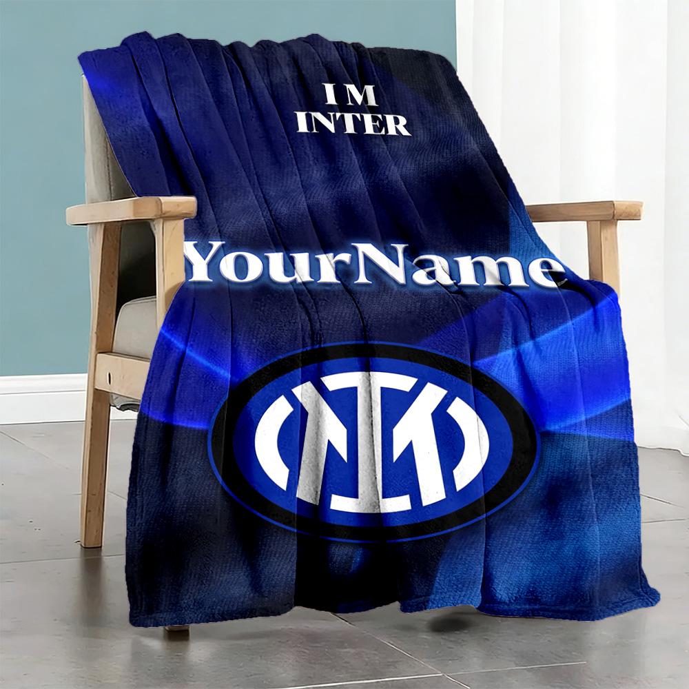 Inter Milan Personalized Name Blanket Throw Customizable Blanket Durable Comfort Great for Couch Picnics Bedding Nap Four Seasons Universal