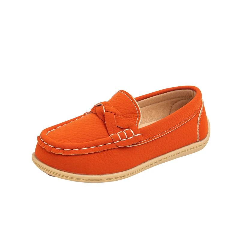 

Spring Autumn Girls Causal Uniform School Shoes New Versatile Kids Simple Boys Leather Shoes Fashion Children s Flat Loafers 21 помаранчевий