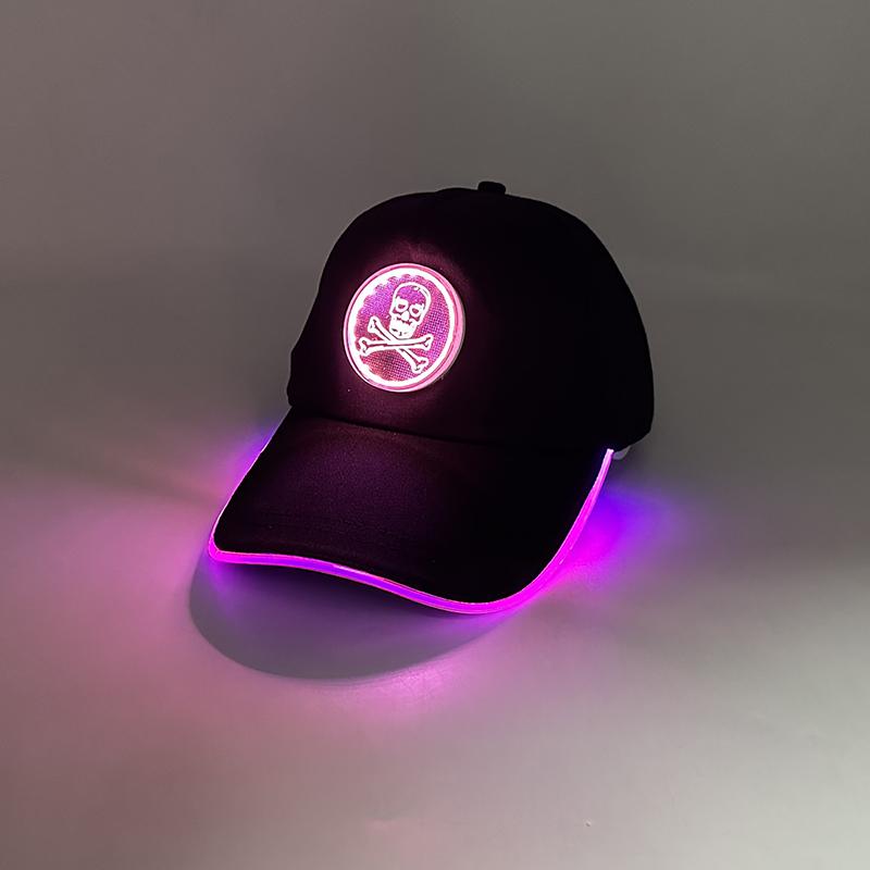 LED Leuchtender Totenkopf Baseballkappe Blinkende Leuchtende Halloween Partykappe Niedliche Logo-Kappe für Damen Herren Hip-hop Club Auftrittsbedarf