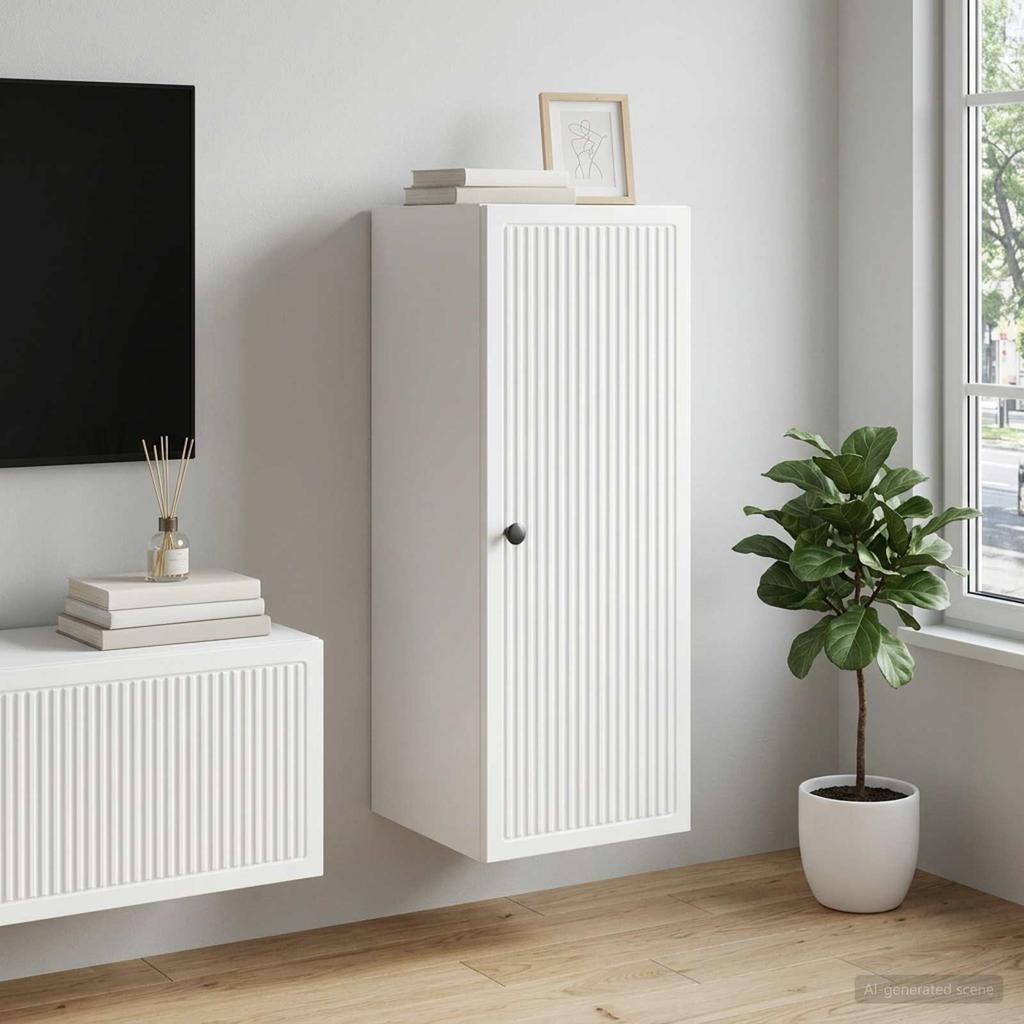 Wall Mounted Cabinet White 33 x 34.5 x 90 cm Particleboard