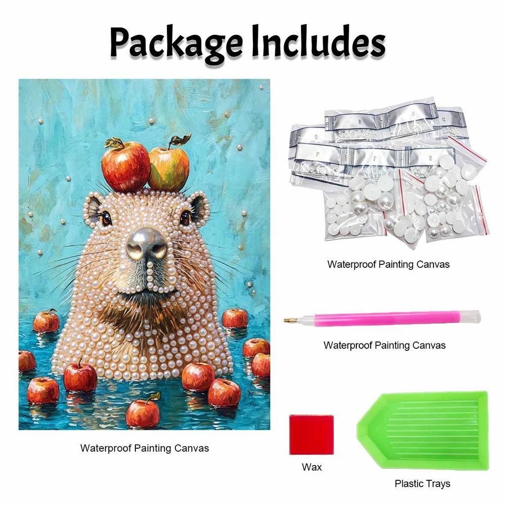 DIY Pearl Painting Canvas Cute Animal Design Shiny 3D Bead Art Kit Creative Leisure Craft for Living Room Wall Decor