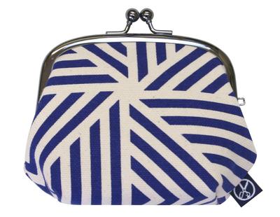 [Maeda Senko] [Goshiki Hanpu-do Indigo Series] 3.5-inch Triangle Striped Purse 332-41240-022