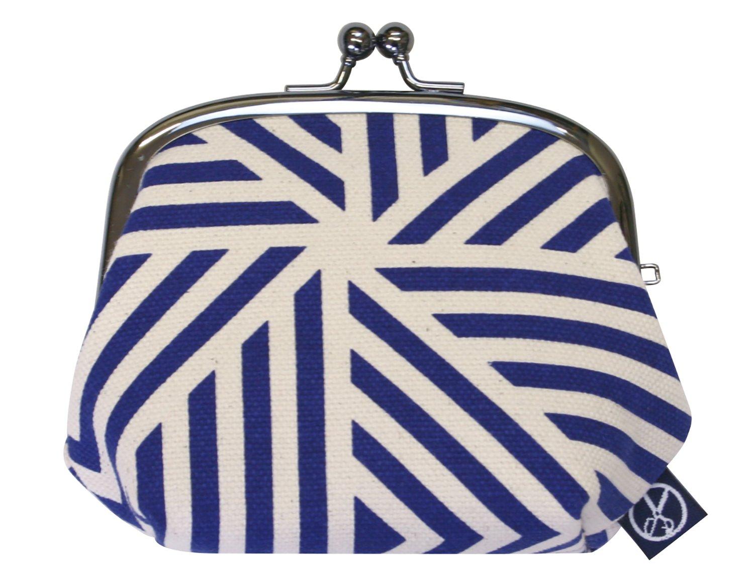 

Indigo Triangle Striped Purse [Maeda Senko] [Goshiki Hanpu-do Series] 3.5-inch 332-41240-022