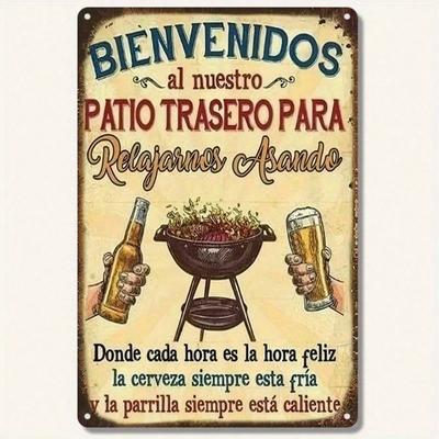 Vintage Metalowy Znak Powitalny Retro Dekoracja Zewnętrzna Patio Grill Podwórko