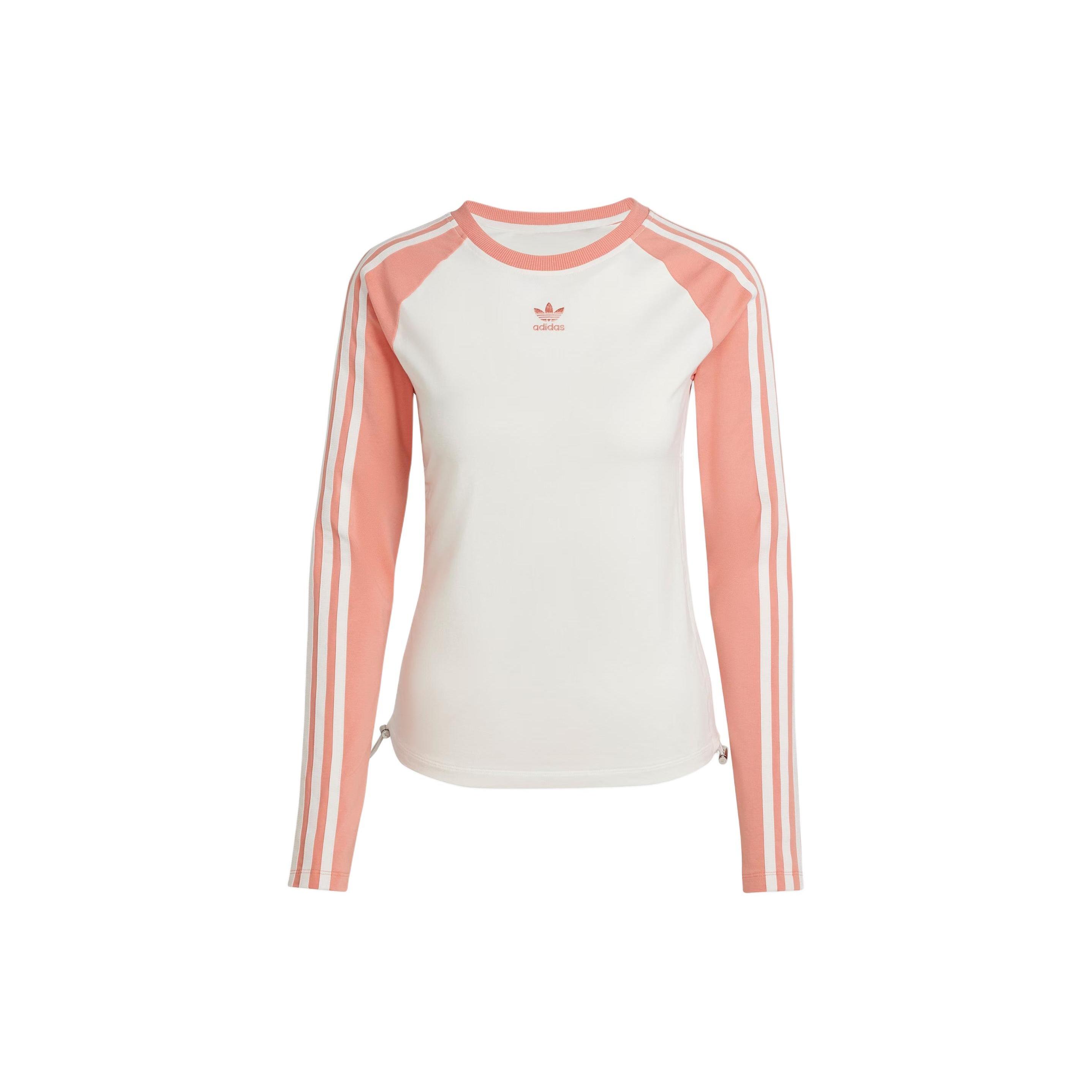 (WMNS) adidas originals Slim Fit Long Sleeve Tee Asia Sizing White Pink Women s IY0781 XS