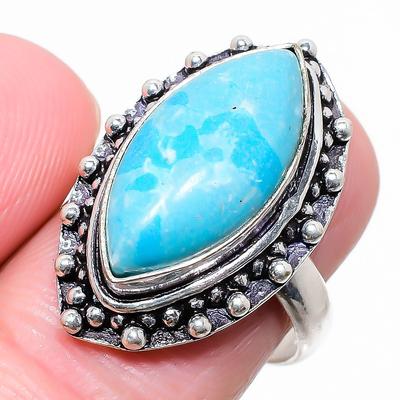 Larimar Gemstone 925 Sterling Silver Jewelry Ring Size 9 L2P11