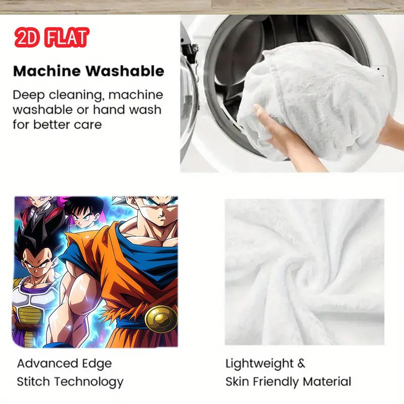 Dragon Ball Printed Blanket Cozy Flannel Material Air Conditioning Nap Blanket for Home Office Daily Use THW