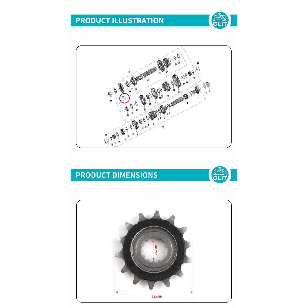 For CFMOTO 450SR Small Gear Output Sprocket Combination 14 Teeth CF400-6 SR450 Motorcycle Accessories Original Parts
