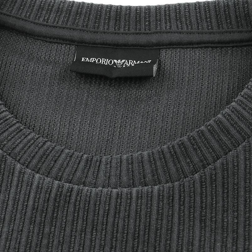 Emporio Armani FW25 Logo Embroidered Vertical Stripe Crew Neck Long Sleeve Sweatshirt Men Sweatshirt EM000520-AF14991-F8034