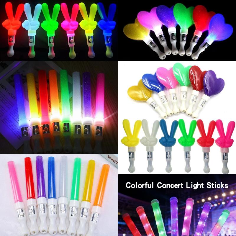 Lightstick Kpop Idol Concerts Flash Rod Glowing Light Stick Heart Star Shaped Glow Stick Glow in the Dark Party Supplies