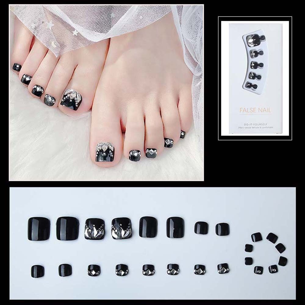 Luxury  False Toenails Rhinestone Fake Toenails Full Cover False Nails Short Nails Patch