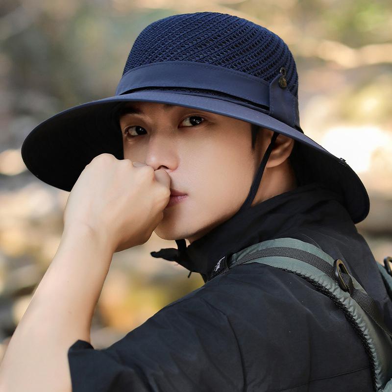 Lato Kapelusz przeciwsłoneczny z dużym rondem Męski Oddychający Czapki wędkarskie Ochrona przed słońcem UV Outdoor Szybkoschnący Składany Kapelusz przeciwsłoneczny Czapka turystyczna plażowa