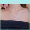 Geometric Faux Pearl Double Layer Necklace For Women Elegant Minimalist Jewelry
