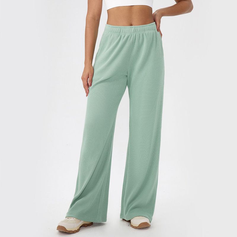 Athletic Pants Autumn and Winter Waffle Casual Long Pants European and American Solid Color Loose Wide-Leg Pants Fitness Training Long Pants for Women