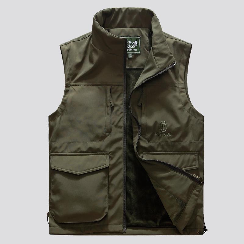 

Men s Warm Fleece Vest: Outdoor Casual, Windproof, Plus Velvet, Sleeveless for Autumn and Winter 2XL армія зелений колір