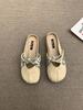 2025 Summer New Late Evening Breeze Gentle Heeless Lazy with Skirt French Bag Head Half Slippers Women's Summer Wear