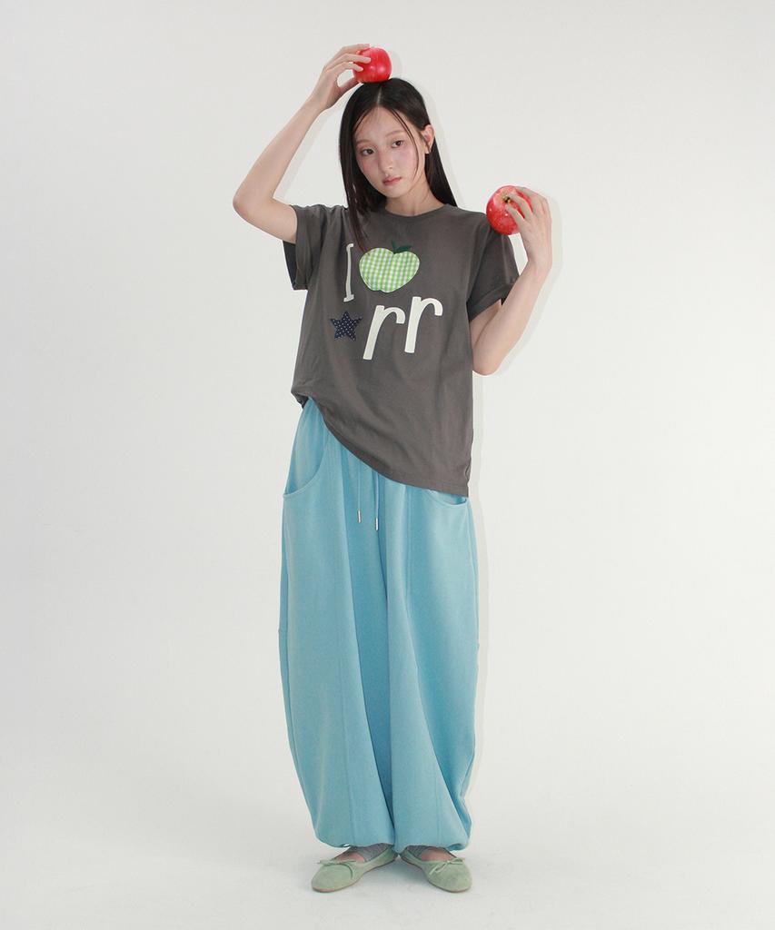 RONRON I Rr Applique Basic Fit T Shirt Charcoal