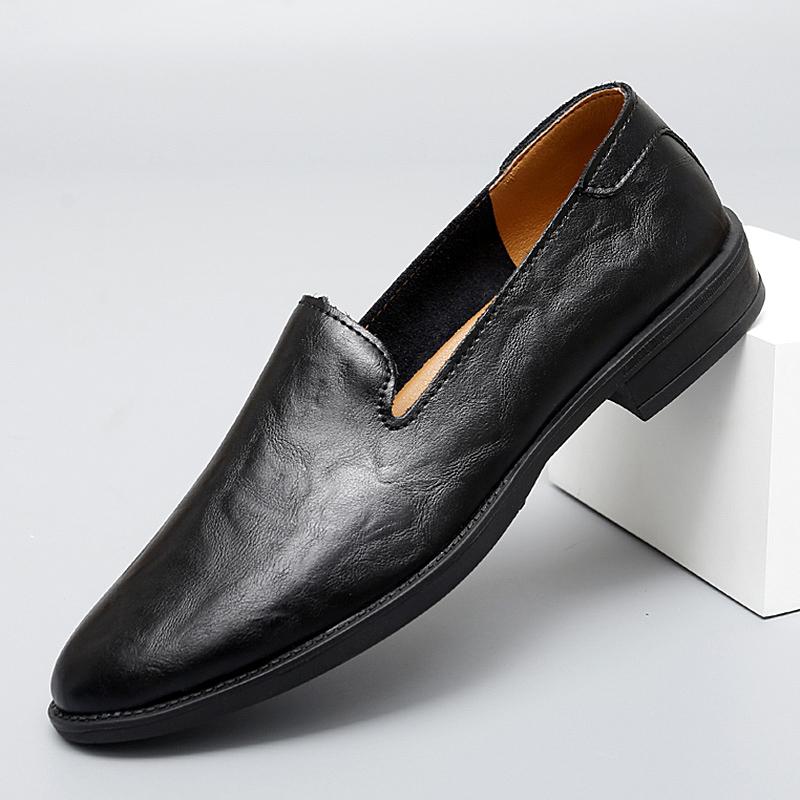 Genuine Leather Loafers Mens Design Moccasin Fashion Slip on Flats Comfy Casual Shoes Handmade Male Boat Footwear Driving Shoes