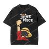 Washed T Shirt One Piece Anime Hip Hop Fashion T-Shirts Oversize  Streetwear Short Sleeve Summer Tops Tees for Men Women