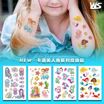 Adesivo Tatuaggio Sirena Unicorno Balletto Cartone Animato Creativo Airasia, Adesivo Tatuaggio Principessa Amata dai Bambini