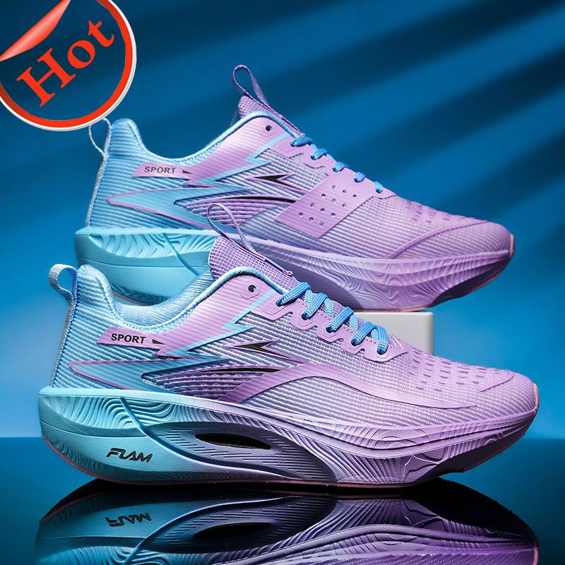 Men Running Shoes Athletic Shoes Slip-Resistant Cushioned Plush Comfort Racing Carbon Plate Training Mesh Tennis Shoes Daily For Women
