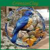 Simulated Blue Bird Branch Pattern Circular Acrylic Pendant For Porch Outdoor Garden Decor
