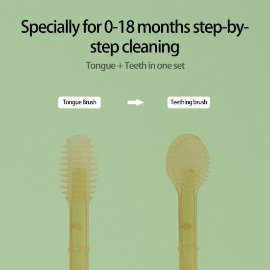 1 Set Baby Toothbrush Food Grade Super Soft BPA Free Heat-Resistant Reusable Massage Teeth Silicone Baby Tongue Cleaner Toothbrush