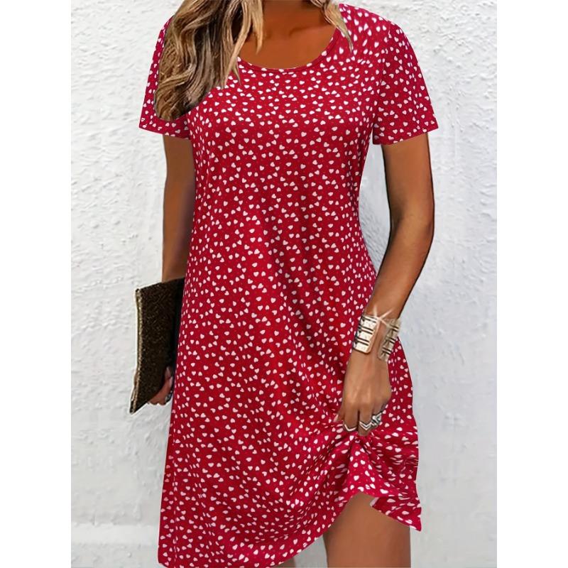 

Elegant Resort All-over Printed Graphic Breathable Short-sleeved Dress S