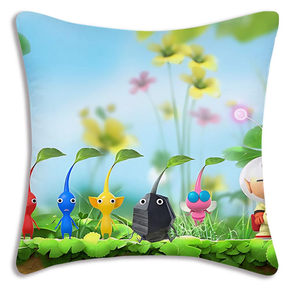 Cartoon Hey For Pikmins Pillow Covers Cartoon Sofa Decorative Home Double-sided Printing Short Plush Cute Cushion Cover