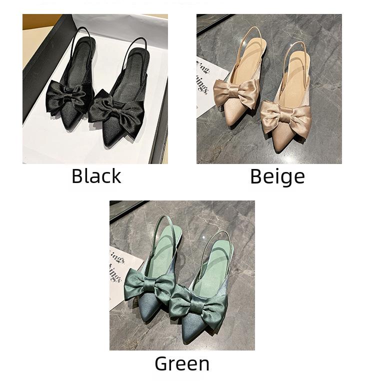 Sandalias de Punta Fina con Lazo de Seda para Mujer Europea 2022 - Verano Doble Uso Tacón Cuadrado