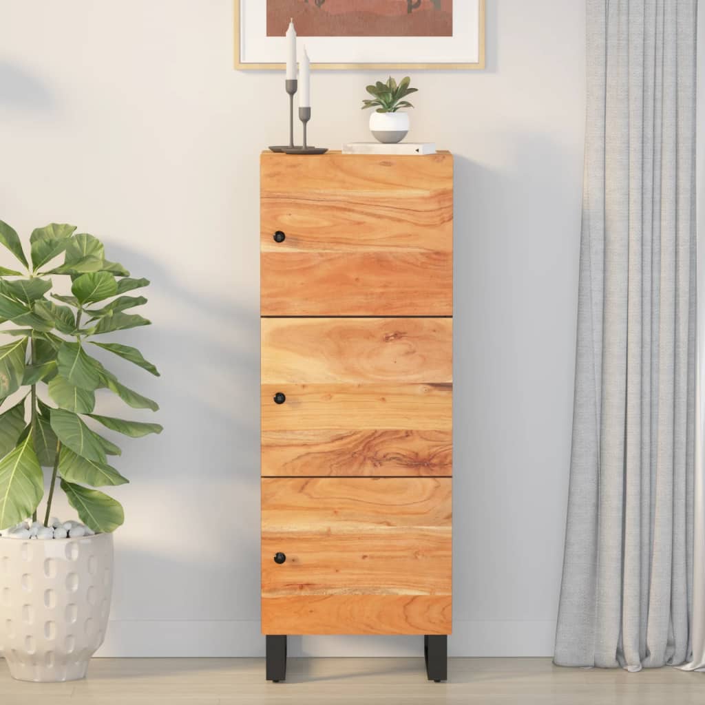 Sideboard with 3 Doors 40x33x110 cm Solid Acacia Wood & Iron