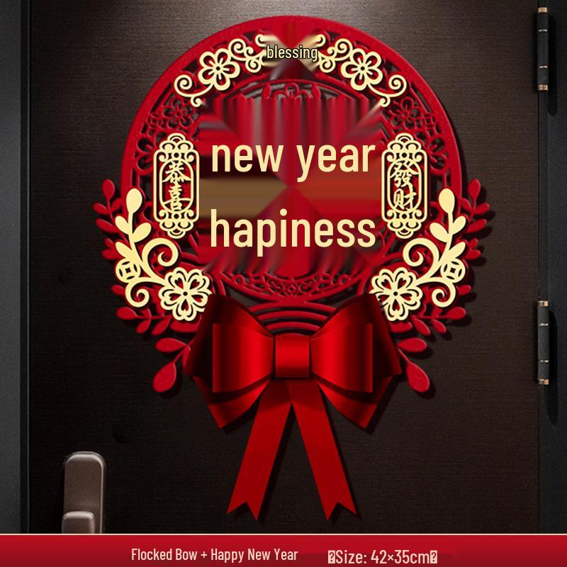 2026 Year of the Horse New Year Door Ornament & 3D Window Sticker Flocked Butterfly Fu for the Year of the Snake