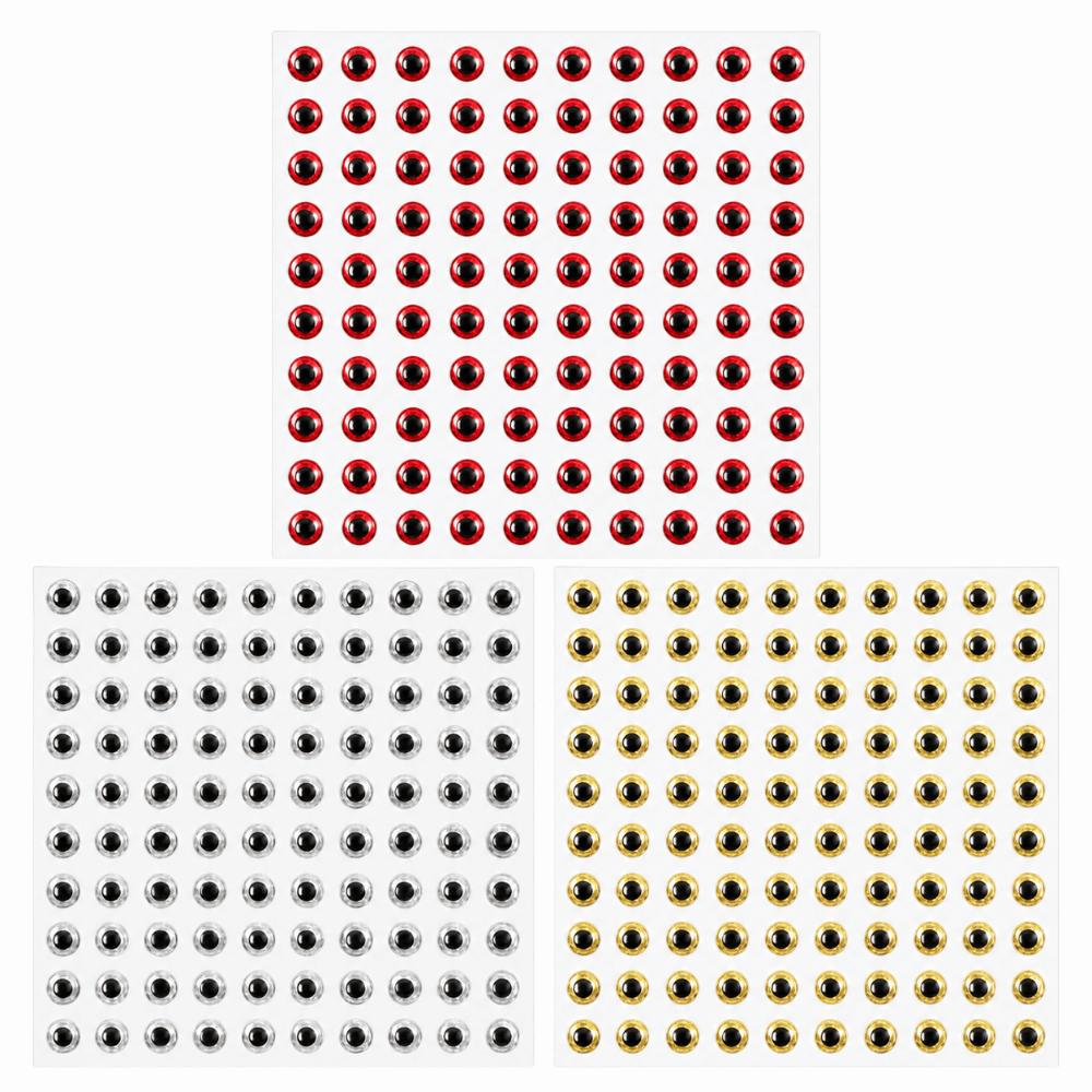 300PCS Self-Adhesive Fish Eyes Stickers 3D Holographic Artificial Fishing Eyes  Lure Making