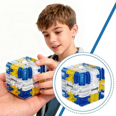 3D Maze Magic Cube Blue 3D Ball Maze Puzzle Cube Fidgeting Toys for Kids Logical Thinking Anti Stress Birthday New Year Gifts