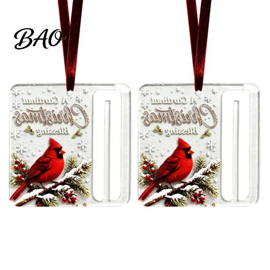 Surprise Cash Gift Packaging 2Pcs Christmas Holder Ornament, Acrylic Money Hanging Decor with Holiday Party Santa Snowman Design, Tree Pendant