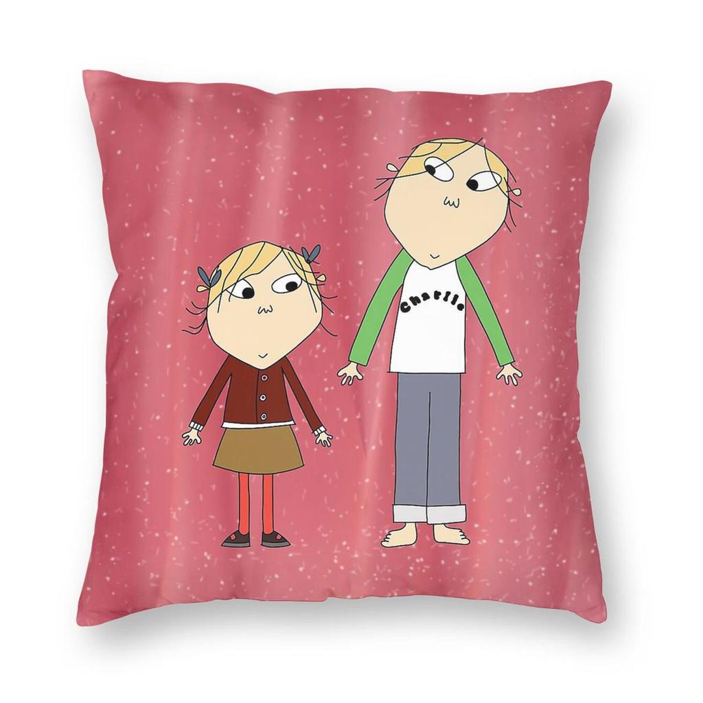 Charlie And Lola Square Pillowcase Polyester Linen Velvet Creative Zip Decor Pillow Case Car Cushion Cover