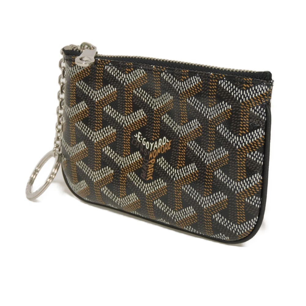 Used 9776 Senna Nano Key Ring 7943 Coin Pocket Wallet In Excellent Condition, Herringbone Pattern, Black. Men's. from