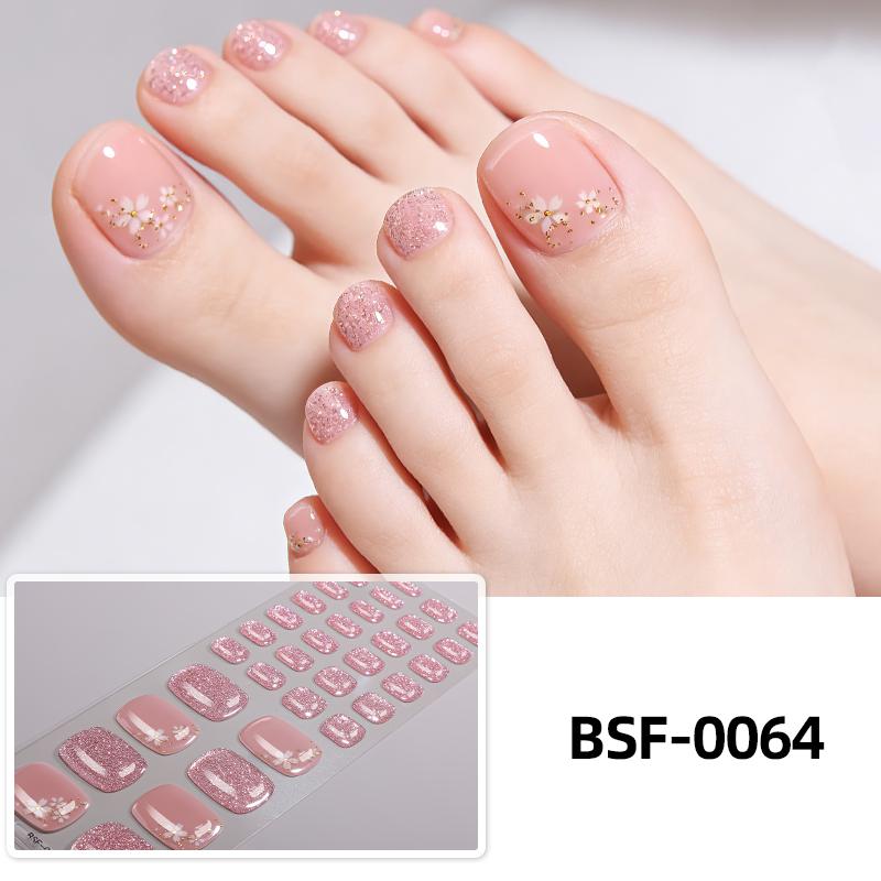 34tips Flowers UV Free Gel Toenail Sticker Gradient Full Cover Gel Toenail Wraps Self-Adhesive Foot Nail Art Decoration