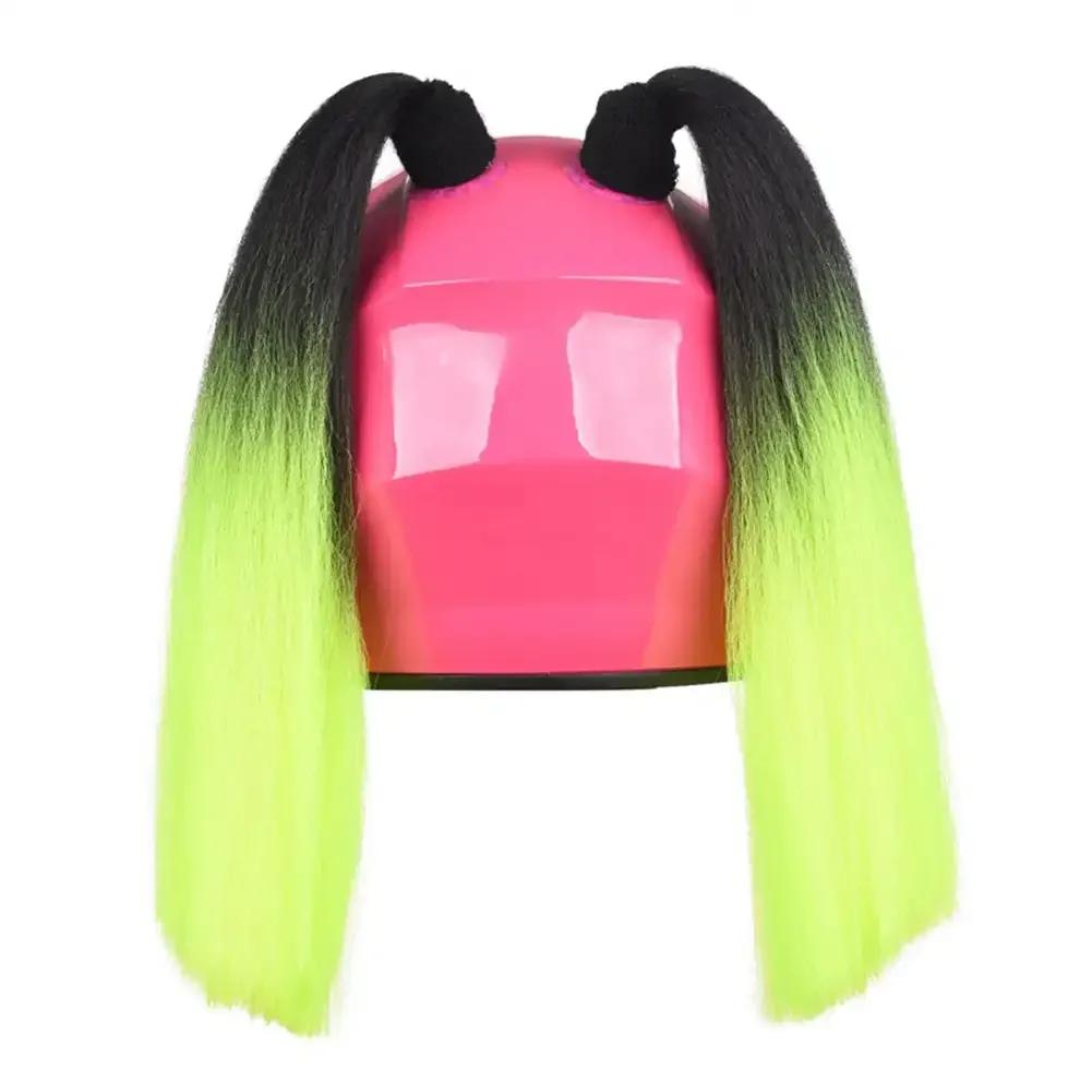 2Pcs Motorcycle Helmet Braids Wig Multicolor Loose Wig Ponytail Braid Motorbike Helmet Pigtails Decoration For Women Children