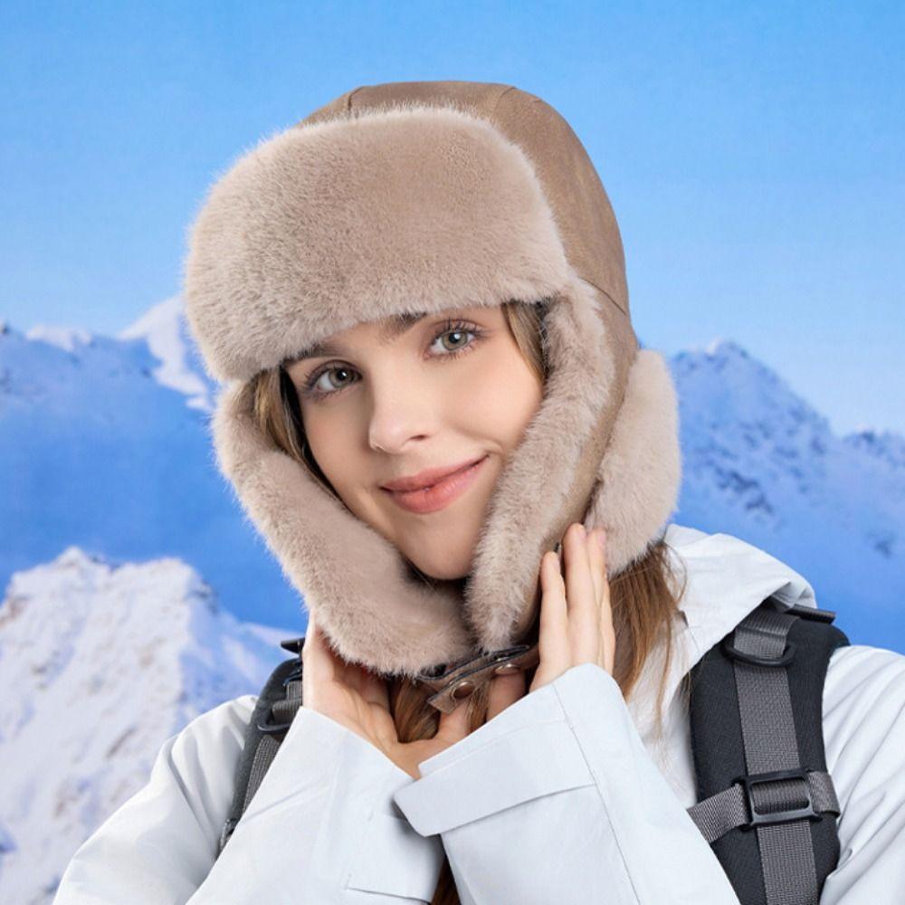 Cold-proof Plush Ear Protection Hat Windproof Ski Hat Fashion Cycling Warm Hat  For Women Men