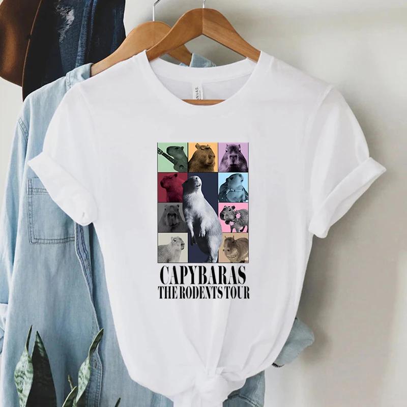 Funny Capybara Womens TShirt The Rodents Eras Tour Meme Graphic T Shirt Tops Summer Vintage Fashion Short Sleeve Women Tshirt