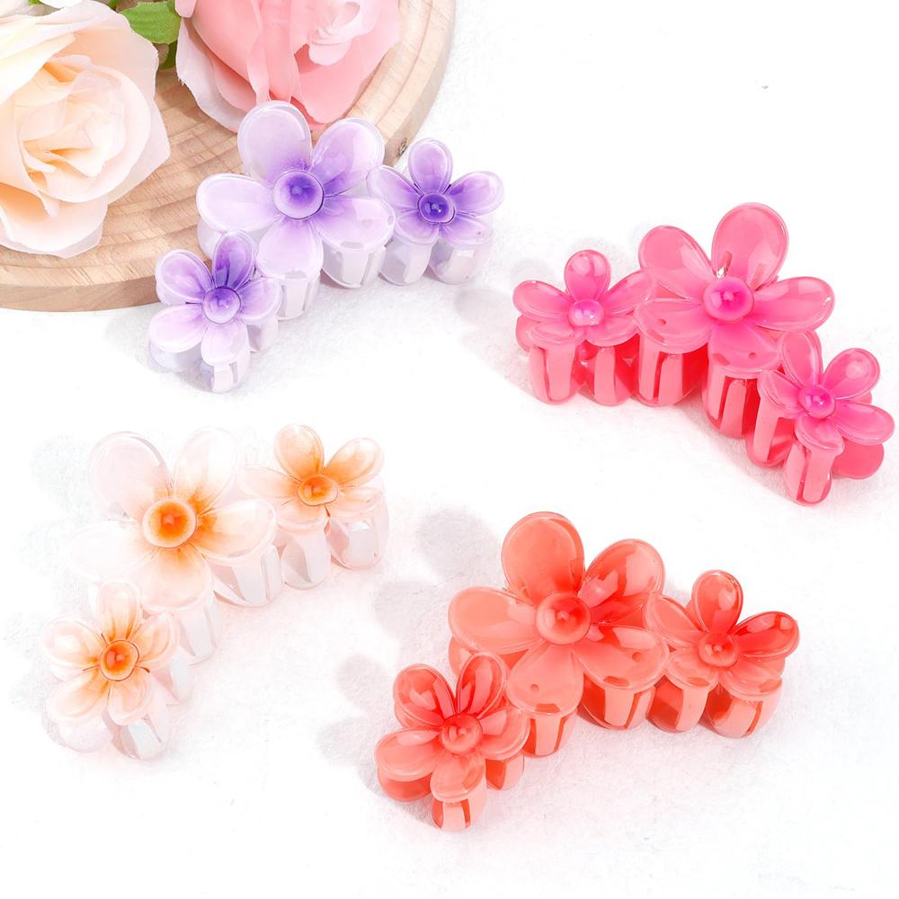 Gheare de păr cu flori mari, 4,3 inci, femei, fete, crab, gheare de păr hawaiian pentru păr subțire, mediu