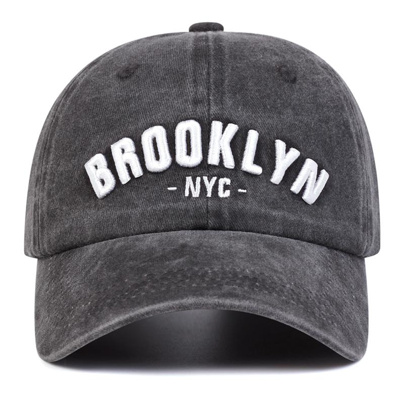 Unisex BROOKLYN Letter Embroidery Wash Baseball Caps Spring and Autumn Outdoor Adjustable Casual Hats Sunscreen Hat