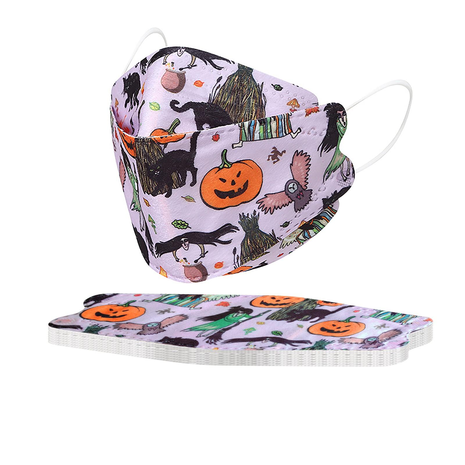 

10PCS Kids Disposable Face Mask Halloween 3D Designs 4-Ply Facial